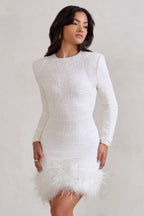 Women's Halter Mini Dress – Feather Detail Party Dress – Claudia