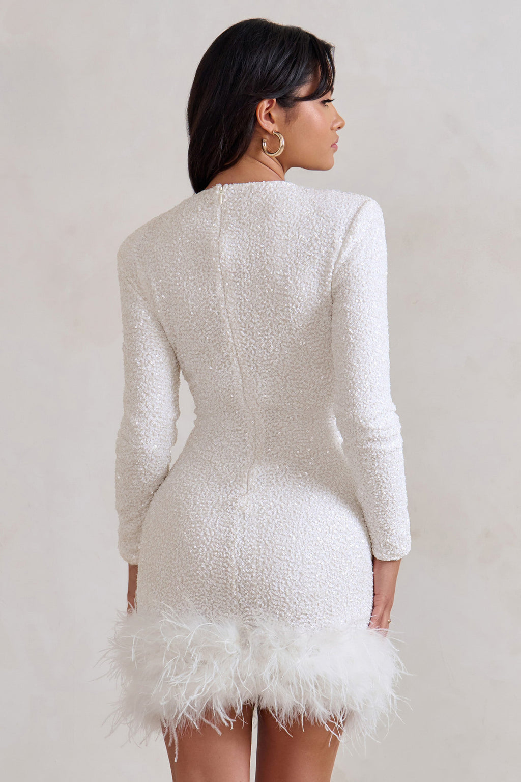 Women's Halter Mini Dress – Feather Detail Party Dress – Claudia