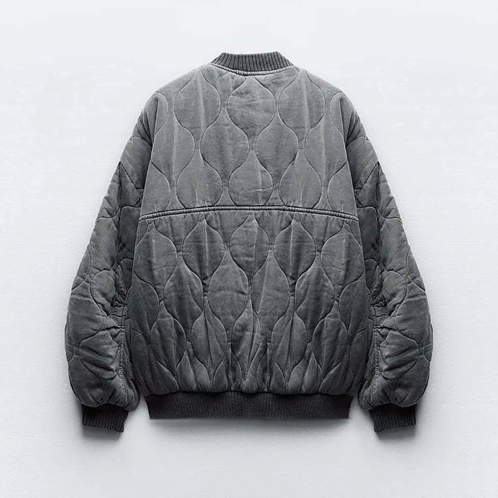 Women's Quilted Flight Jacket – Oversized Bomber Jacket