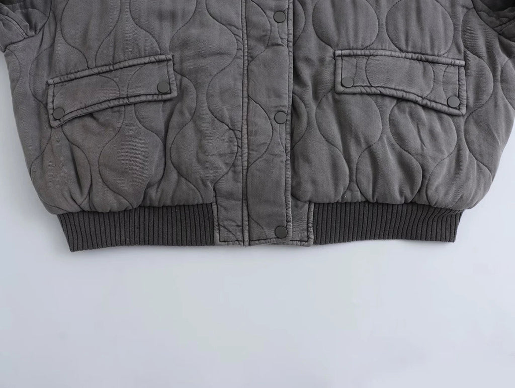 Women's Quilted Flight Jacket – Oversized Bomber Jacket