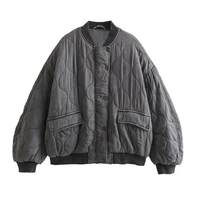 Women's Quilted Flight Jacket – Oversized Bomber Jacket