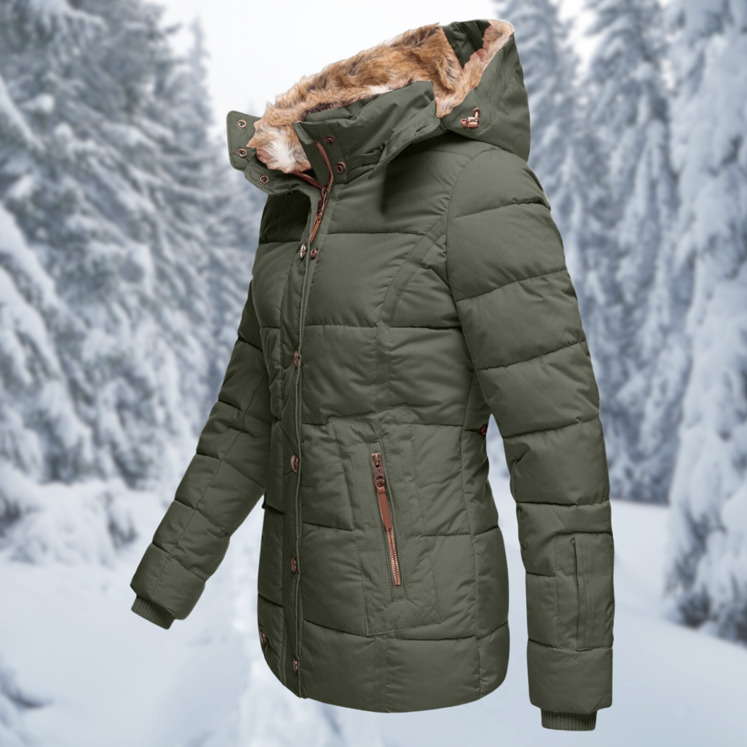 Women's Fur Hood Winter Jacket – Fleece Lined Cold Weather Coat