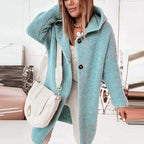 Women's Long Hooded Knit Cardigan – Relaxed Cold Weather Cardigan
