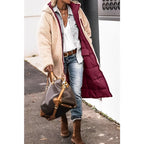 Women's Reversible Long Winter Coat – Hooded Teddy Lined Cold Weather Coat