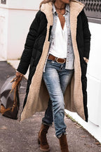Women's Reversible Long Winter Coat – Hooded Teddy Lined Cold Weather Coat