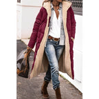 Women's Reversible Long Winter Coat – Hooded Teddy Lined Cold Weather Coat