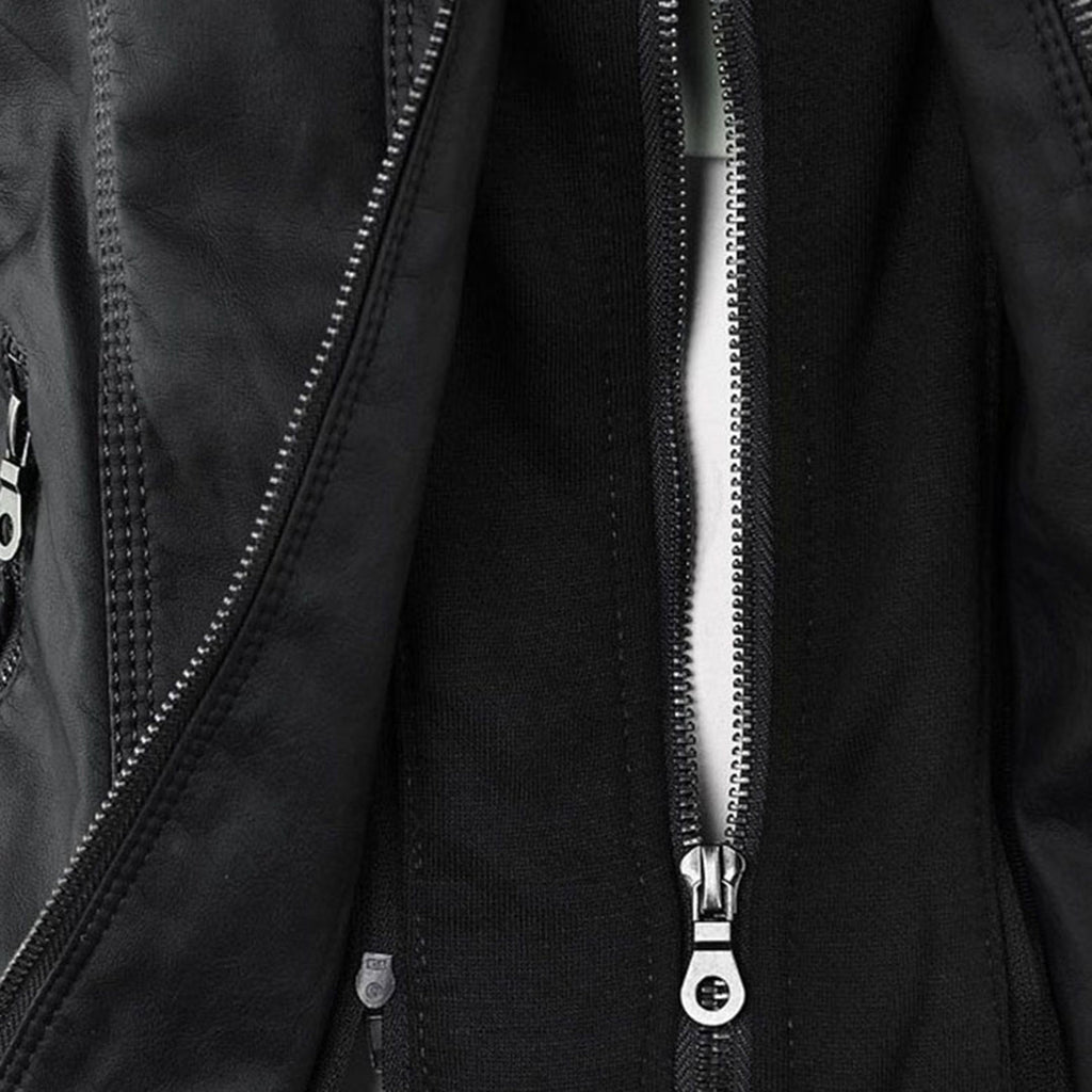 Women's Hooded Moto Jacket – Faux Leather Zip-Up Jacket
