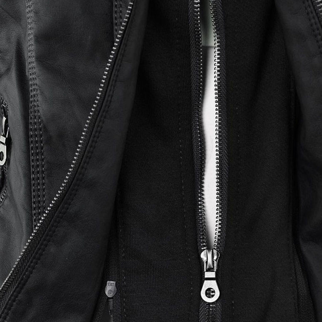 Women's Hooded Moto Jacket – Faux Leather Zip-Up Jacket