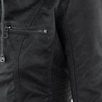 Women's Hooded Moto Jacket – Faux Leather Zip-Up Jacket