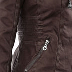 Women's Hooded Moto Jacket – Faux Leather Zip-Up Jacket