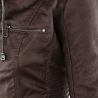 Women's Hooded Moto Jacket – Faux Leather Zip-Up Jacket