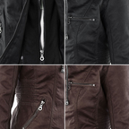 Women's Hooded Moto Jacket – Faux Leather Zip-Up Jacket