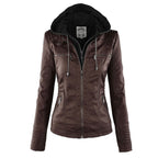 Women's Hooded Moto Jacket – Faux Leather Zip-Up Jacket