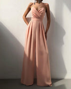 Women's Wide Leg Jumpsuit – Sleeveless Flowy Occasion Jumpsuit
