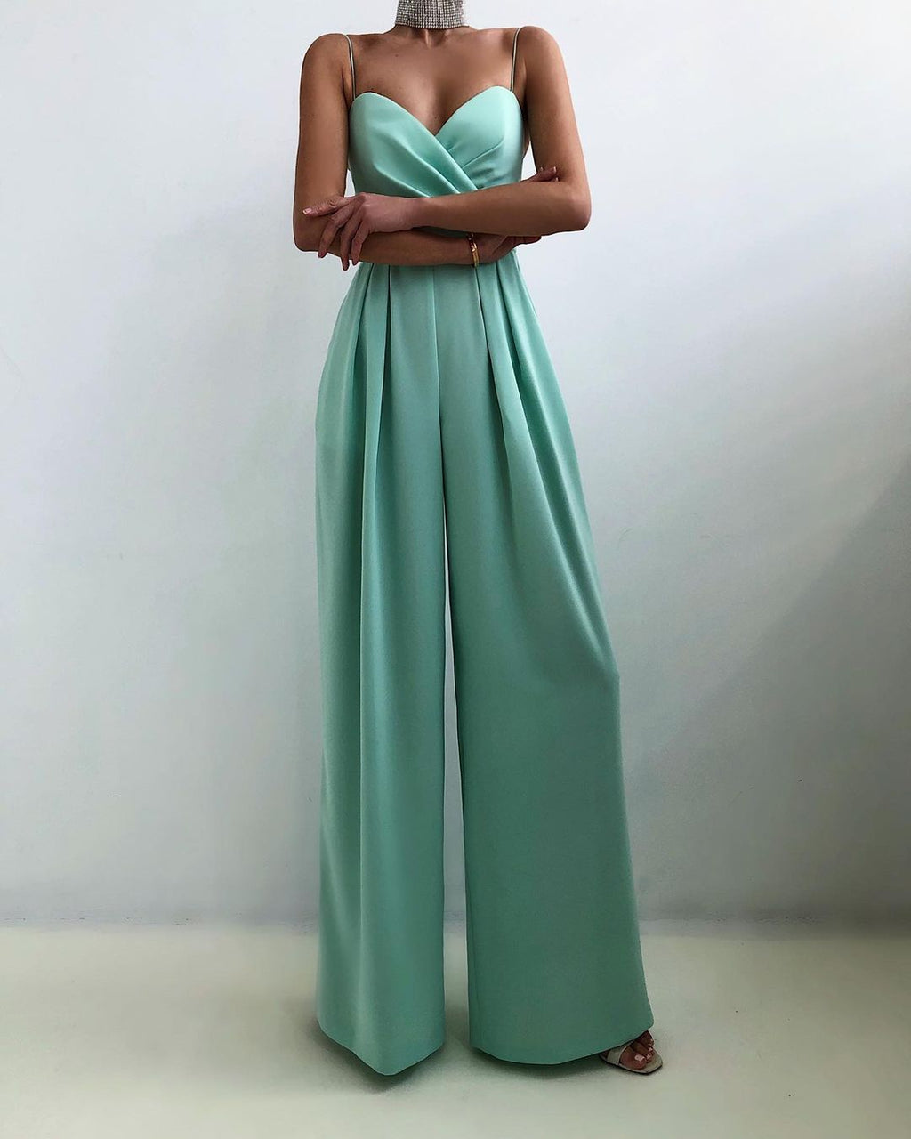 Women's Wide Leg Jumpsuit – Sleeveless Flowy Occasion Jumpsuit