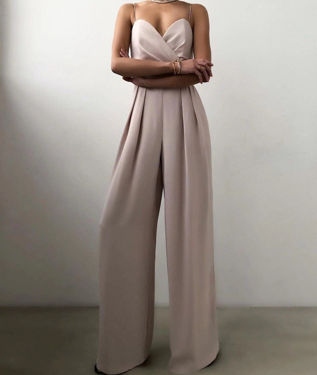 Women's Wide Leg Jumpsuit – Sleeveless Flowy Occasion Jumpsuit
