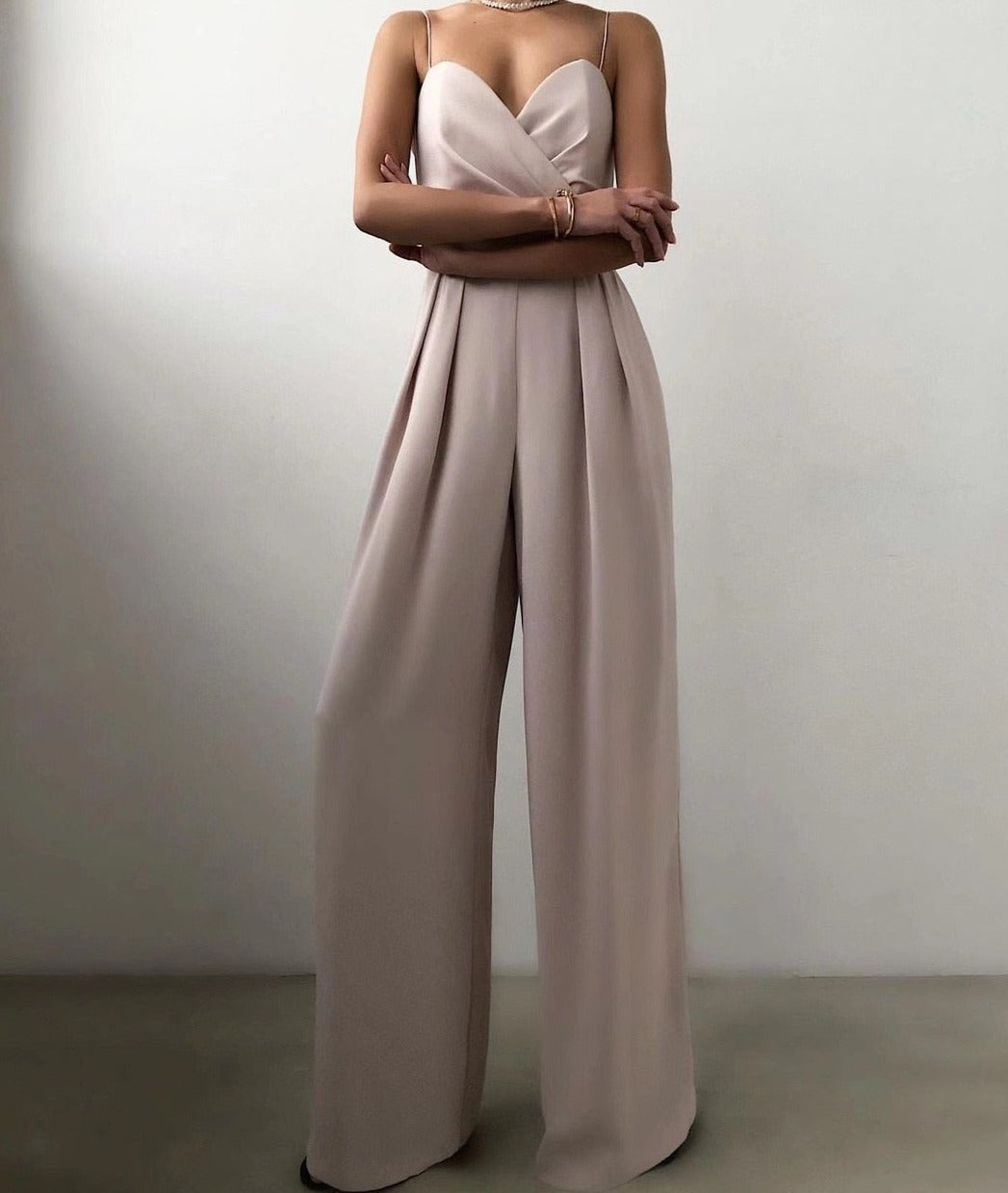 Women's Wide Leg Jumpsuit – Sleeveless Flowy Occasion Jumpsuit