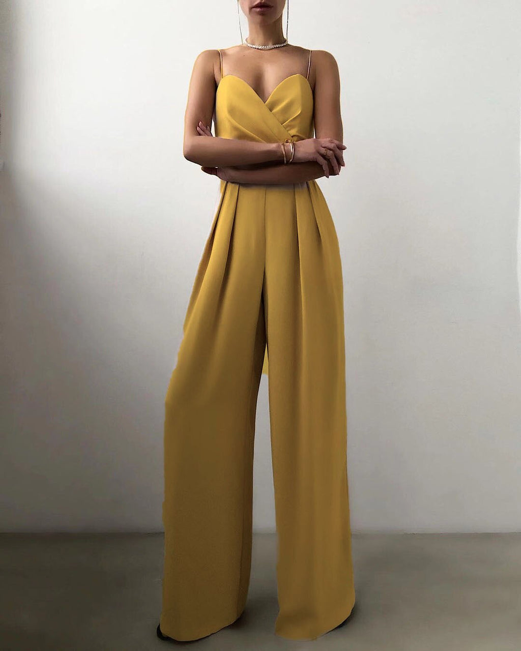 Women's Wide Leg Jumpsuit – Sleeveless Flowy Occasion Jumpsuit