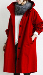 Women's Long Hooded Trench Coat – Lightweight Transitional Coat