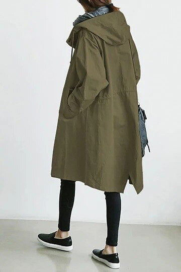 Women's Long Hooded Trench Coat – Lightweight Transitional Coat
