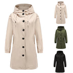 Women's Long Hooded Trench Coat – Lightweight Transitional Coat