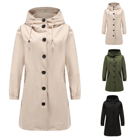 Women's Long Hooded Trench Coat – Lightweight Transitional Coat