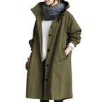Women's Long Hooded Trench Coat – Lightweight Transitional Coat