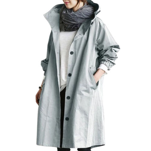 Women's Long Hooded Trench Coat – Lightweight Transitional Coat