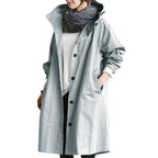 Women's Long Hooded Trench Coat – Lightweight Transitional Coat