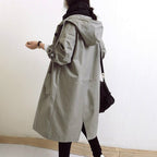Women's Long Hooded Trench Coat – Lightweight Transitional Coat