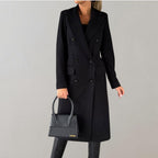 Women's Relaxed Long Coat – Classic Button Front Overcoat
