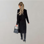 Women's Relaxed Long Coat – Classic Button Front Overcoat