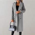 Women's Relaxed Long Coat – Classic Button Front Overcoat