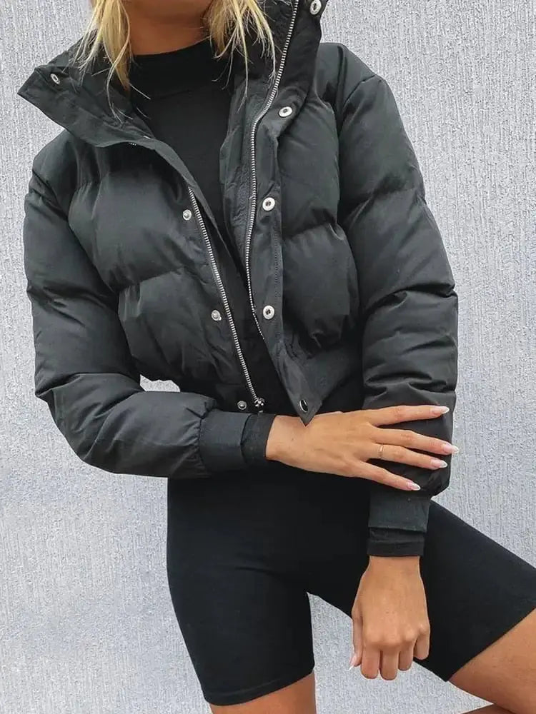 Women's Boxy Puffer Jacket – Cropped Quilted Winter Jacket