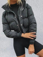Women's Boxy Puffer Jacket – Cropped Quilted Winter Jacket
