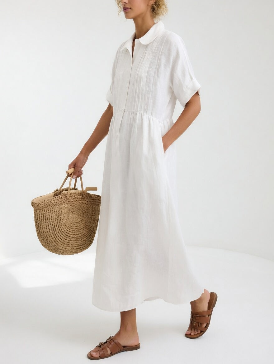 Women's Flowy Shirt Dress – Button Front Relaxed Day Dress