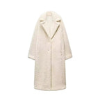 Women's Long Teddy Coat – Plush Lapel Button Front Winter Coat