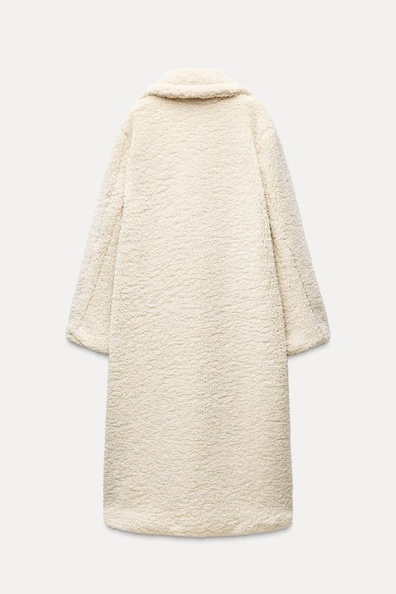 Women's Long Teddy Coat – Plush Lapel Button Front Winter Coat
