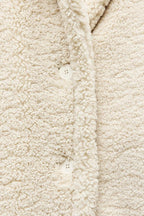 Women's Long Teddy Coat – Plush Lapel Button Front Winter Coat