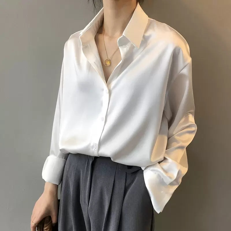 Women's Long Sleeve Button Blouse – Classic Button Front Shirt Blouse