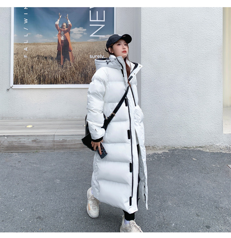 Women's Long Hooded Parka – Zip-Up Pocket Winter Coat