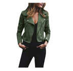 Women's Moto Biker Jacket – Faux Suede Zip Jacket