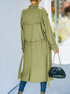 Women's Long Trench Coat – Tailored Belted Overcoat