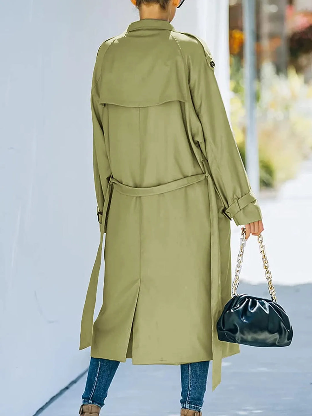 Women's Long Trench Coat – Tailored Belted Overcoat