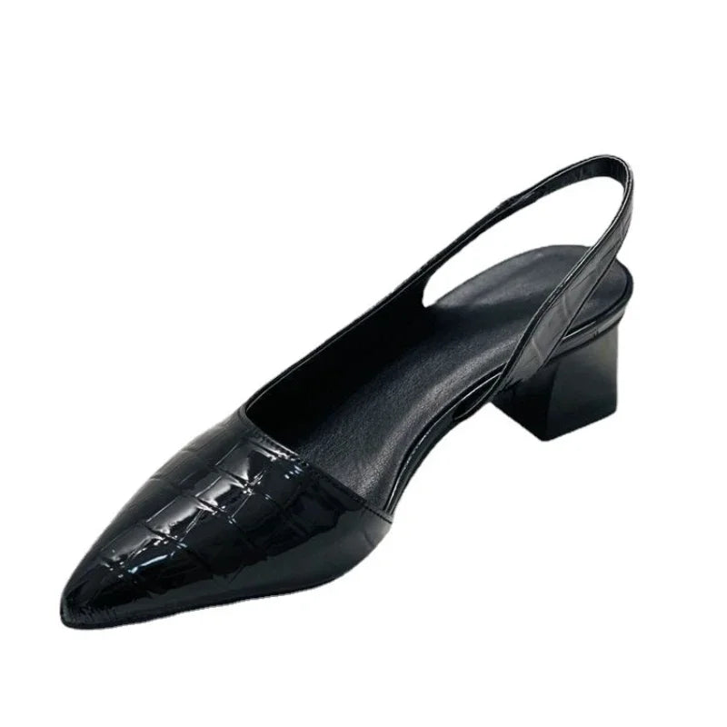 Women's Block Heel Pumps with Almond Toe and Cushioned Insole