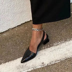 Women's Block Heel Pumps with Almond Toe and Cushioned Insole