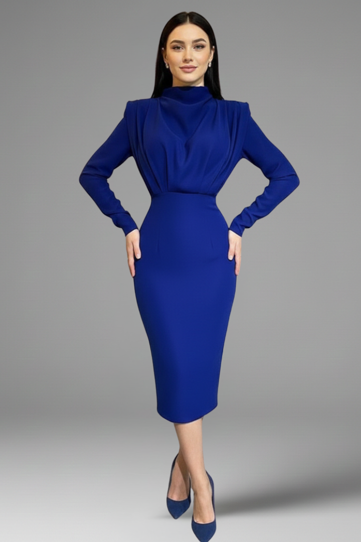 Women's High Neck Maxi Dress – Long Sleeve Occasion Dress