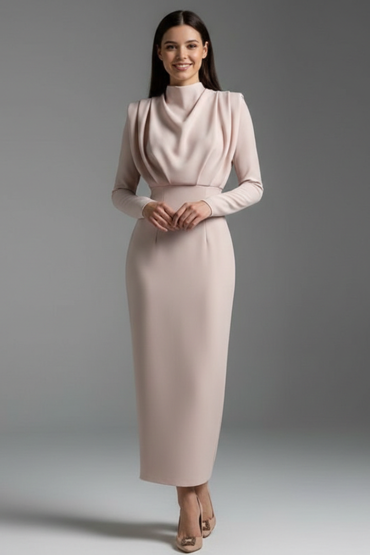 Women's High Neck Maxi Dress – Long Sleeve Occasion Dress