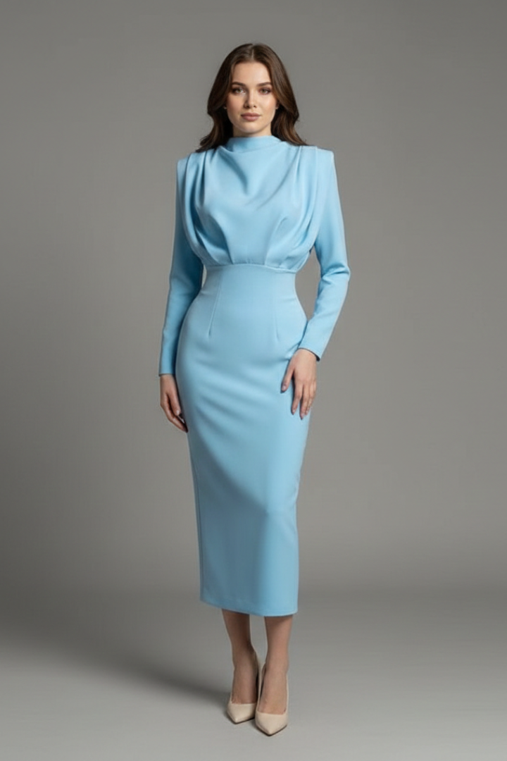 Women's High Neck Maxi Dress – Long Sleeve Occasion Dress