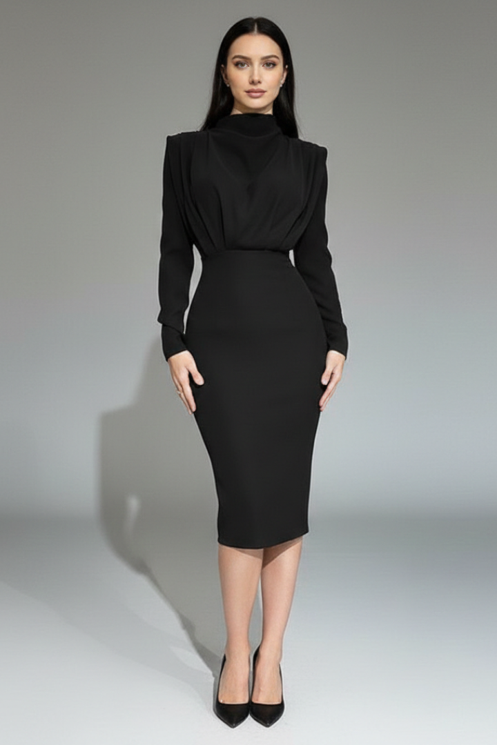 Women's High Neck Maxi Dress – Long Sleeve Occasion Dress